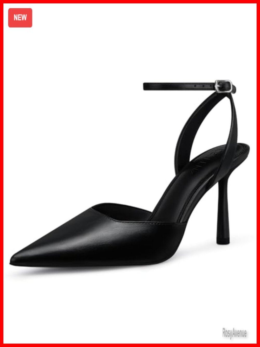 Women Stiletto Heel Pumps: Comfort Closed Toe Strappy Faux Leather High Heels
